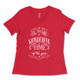 Most Wonderful Time Of Year Christmas Ladies V-Neck T-Shirt