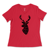 Merry And Bright Deer Christmas Ladies V-Neck T-Shirt