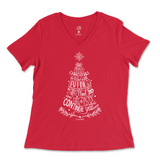 Happiness and Joy Christmas Ladies V-Neck T-Shirt