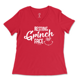 Resting Grinch Face Christmas Ladies V-Neck T-Shirt